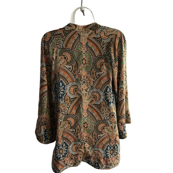 Zara basic paisley bell sleeve tunic Boho Chic - Picture 2 of 8